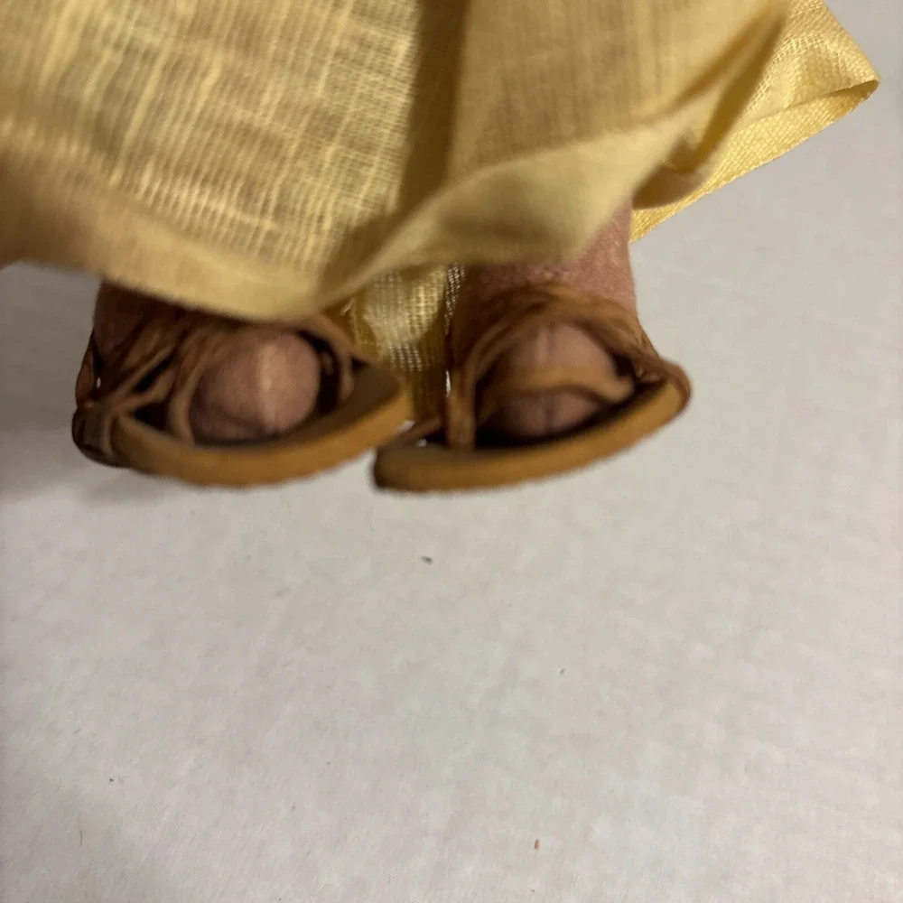 Native American Girl Doll Wearing Dress Braids Painted Face‎ Sandals Vintage